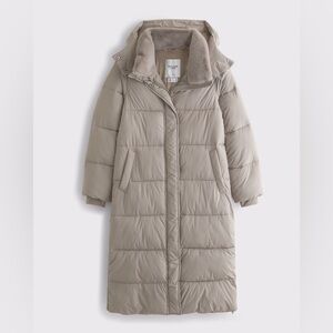 Womens Abercrombie & Fitch Ultra Puffer Sand Quilted Full Length Jacket Coat S